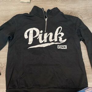 Pink Zip Up Collar Sweatshirt